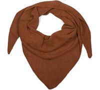styleBREAKER Écharpe triangle pour femmes en maille douce avec motif en grains de riz, uni, en mélange de laine, fabriquée en Italie, dimensions 190 x 72 cm, Cognac