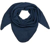 styleBREAKER Écharpe triangulaire tricotée pour femme, grande, unie et chinée | Douce et chaude pour l'hiver | Écharpe tricotée en viscose et laine pour des looks douillets., Bleu foncé
