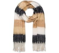 styleBREAKER Écharpe tricot femme larges rayures,Noir-Marron-Blanc
