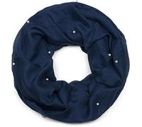 styleBREAKER Écharpe tube femme en mélange de coton à perles,Bleu foncé