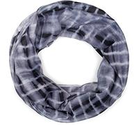 styleBREAKER Écharpe unisexe à boucles avec impression de motifs à rayures batik, écharpe légère et tubulaire à dégradé, châle 01016213, couleur:Noir-gris