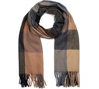 styleBREAKER Écharpe unisexe à carreaux doux avec de longues franges, à carreaux, hiver, étole 01017110, couleur:Marron-Noir-Gris