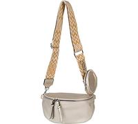 styleBREAKER Ensemble de sacs à bandoulière pour femmes en demi-lune 2 pièces, bandoulière avec motif losanges en zigzag 02012396, couleur:Or