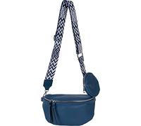 styleBREAKER Ensemble de sacs à bandoulière pour femmes en demi-lune 2 pièces, bandoulière avec motif losanges en zigzag 02012396, couleur:Bleu foncé