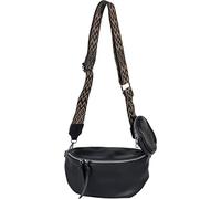 styleBREAKER Ensemble de sacs à bandoulière pour femmes en demi-lune 2 pièces, bandoulière avec motif losanges en zigzag 02012396, couleur:Noir