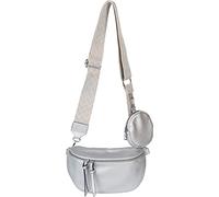 styleBREAKER Ensemble de sacs à bandoulière pour femmes en demi-lune 2 pièces, bandoulière avec motif losanges en zigzag 02012396, couleur:Argent