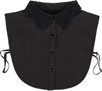 styleBREAKER Faux col Amovible pour Femmes Effet Crochet avec Une Patte de Boutonnage, uni, col pour Blouses et Pulls 08020006, Couleur:Noir