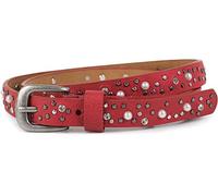 styleBREAKER Fine ceinture avec clous, perles et strass, ceinture vintage, ajustable, femmes 03010086, taille:95cm, couleur:Bordeaux-rouge