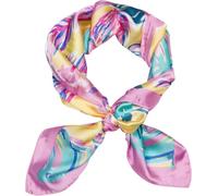 styleBREAKER Foulard femme avec motif de feuilles de palmier et de fleurs, foulard carré, foulard multicolore, bandana 01016233, couleur:Vieux rose-Jaune