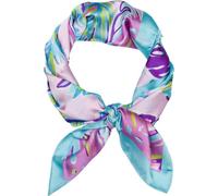 styleBREAKER Foulard femme avec motif de feuilles de palmier et de fleurs, foulard carré, foulard multicolore, bandana 01016233, couleur:Bleu clair-Rose