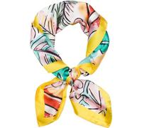 styleBREAKER Foulard pour femmes avec motif de feuilles de palmier et de fleurs dans le style pop art, foulard carré, multicolore, bandana 01016237, couleur:Jaune