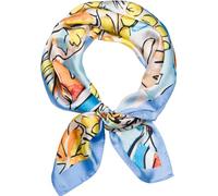 styleBREAKER Foulard pour femmes avec motif de feuilles de palmier et de fleurs dans le style pop art, foulard carré, multicolore, bandana 01016237, couleur:Bleu clair