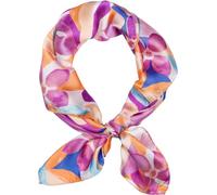 styleBREAKER Foulard pour Femmes avec Motif Floral, Carré et Rectangulaire Coloré à Fleurs, pour la Tête 01016235, Violet-Orange-Bleu