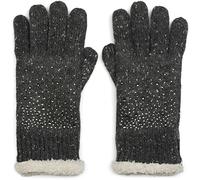 styleBREAKER gants d’hiver pour femme en maille douce avec strass, doublure polaire chaude, gants thermiques scintillants à doigts, confortables et élégants pour temps froid, Gris foncé chiné