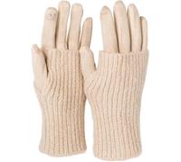 styleBREAKER Gants pour écran tactile 3 en 1 pour femmes avec poignets en tricot amovibles | Gants d'hiver | 3 variantes de port | Doux chaud élastique dans de nombreuses couleurs, Beige