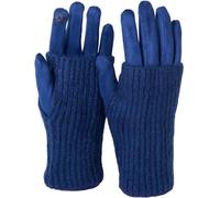 styleBREAKER Gants pour écran tactile 3 en 1 pour femmes avec poignets en tricot amovibles | Gants d'hiver | 3 variantes de port | Doux chaud élastique dans de nombreuses couleurs, Marine