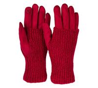 styleBREAKER Gants pour écran tactile 3 en 1 pour femmes avec poignets en tricot amovibles | Gants d'hiver | 3 variantes de port | Doux chaud élastique dans de nombreuses couleurs, Bordeaux-rouge