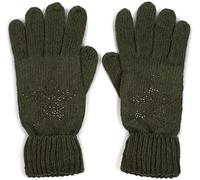 styleBREAKER Gants tricotés pour femmes avec application étoile en strass | gants d'hiver chauds et doux avec double poignet | gants à doigts élastiques, Olive
