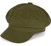 styleBREAKER Ladies Soft Fabric Balloon Cap, Peaked Hat Vintage Style, Bakerboy Slider Cap, Newsboy Cap 04023086, Couleur:Olive