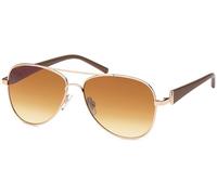 styleBREAKER Lunettes de pilote pour femmes avec verres teintés, lunettes de soleil avec branches laquées et strass 09020053, Monture dorée-marron foncé/verre dégradé marron