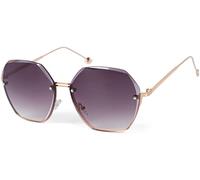 styleBREAKER Lunettes de soleil ovales oversize pour femmes, taille diamant, sans monture avec verres teintés, monture métallique 09020136, couleur:Monture or/verre violet dégradé