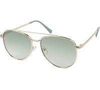 styleBREAKER Lunettes de soleil pour aviateurs féminins avec application de strass, verres en polycarbonate teinté et monture métallique 09020119, couleur:Monture or/verre vert dégradé