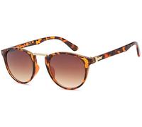 styleBREAKER Lunettes de soleil pour femmes avec verres ronds ovales, pont en métal, monture en plastique pleine 09020084, Monture demi marron-jaune/verre dégradé marron