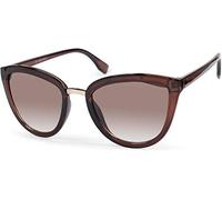 styleBREAKER Lunettes de soleil pour femmes œil de chat avec pont en métal, monture en plastique, forme cat eye, look rétro 09020093, couleur:Monture marron/verre dégradé marron