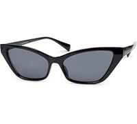 styleBREAKER Lunettes de soleil pour femmes style œil de chat fin, cat eye, monture en plastique et verres en polycarbonate, look rétro 09020091, couleur:Monture noir/verre gris teinté