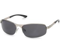 styleBREAKER Lunettes de soleil unisexes demi-lune avec verres rectangulaires en polycarbonate et charnière à ressort, 09020051, couleur:Monture argentée/verre gris teinté