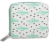 styleBREAKER Mini Portefeuille Femme Cactus Similicuir,Blanc-Menthe | Compacte 10x10x2,5 cm, zip intégral, 4 fentes cartes, 2 poches billets/monnaie, facile à nettoyer.