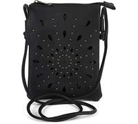 styleBREAKER Mini Sac à bandoulière pour Femmes avec découpes en Forme de Fleur Ethno et Clous, Sac à bandoulière, Sac à Main, Sac 02012304, Couleur:Noir