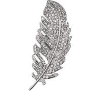 styleBREAKER Pendentif décoratif magnétique pour Femme, Broche en Forme de Plume avec des Strass, pour châles, Foulards ou Ponchos, Broche, Femme 05050068, Couleur:Argent