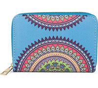 styleBREAKER Petite Bourse pour Dames avec Motif coloré de Mandala, Style Ethno, Fermeture à glissière, Portefeuille 02040149, Couleur:Bleu-Vert-Orange