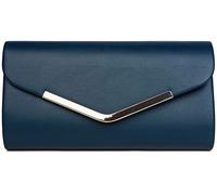 styleBREAKER Pochette de soirée Style enveloppe avec Garniture en métal et chaîne bandoulière Amovible, Femme 02012131, Couleur:Bleu foncé