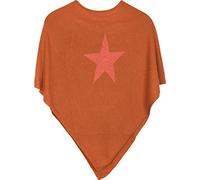 styleBREAKER Poncho doux en maille fine avec une étoile scintillante imprimée, col rond, femme 08010028, couleur:Orange