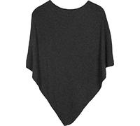 styleBREAKER Poncho doux en maille fine de couleur unie, col rond, femme 08010042, couleur:Anthracite