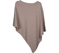 styleBREAKER Poncho doux en maille fine de couleur unie, col rond, femme 08010042, couleur:Beige