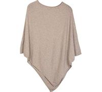 styleBREAKER Poncho doux en maille fine de couleur unie, col rond, femme 08010042, couleur:Beige clair