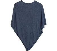 styleBREAKER Poncho doux en maille fine de couleur unie, col rond, femme 08010042, couleur:Bleu