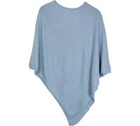 styleBREAKER Poncho doux en maille fine de couleur unie, col rond, femme 08010042, couleur:Bleu clair