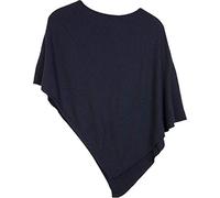 styleBREAKER Poncho doux en maille fine de couleur unie, col rond, femme 08010042, couleur:Bleu nuit/bleu foncé
