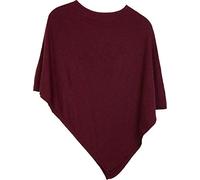 styleBREAKER Poncho doux en maille fine de couleur unie, col rond, femme 08010042, couleur:Bordeaux-rouge