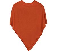 styleBREAKER Poncho doux en maille fine de couleur unie, col rond, femme 08010042, couleur:Orange
