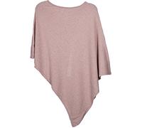 styleBREAKER Poncho doux en maille fine de couleur unie, col rond, femme 08010042, couleur:Vieux rose-