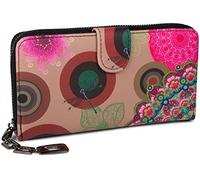 styleBREAKER Portefeuille à Motifs de Fleurs Ethniques differents, Dessin Vintage, Fermeture à glissière Toute Autour, Femmes 02040040, Couleur:Beige-Marron-Marron foncé-Rose