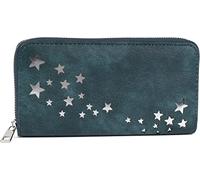 styleBREAKER Portefeuille Femme avec Découpes en Forme d'Étoiles Métalliques, Fermeture Éclair, Porte Monnaie, Couleur:Bleu foncé