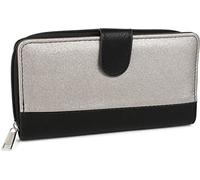styleBREAKER Portefeuille pour Femmes en Look métallique Bicolore avec Fermeture éclair et Bouton-Pression - Portefeuille spacieux 02040082, Couleur:Noir/Argent