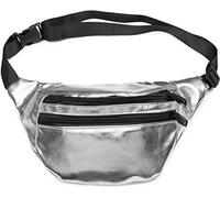 styleBREAKER Sac Banane Aspect métallisé et Fermeture à glissière, Sacoche de Ceinture, Poche Ventrale, Femmes 02012243, Couleur:Argent