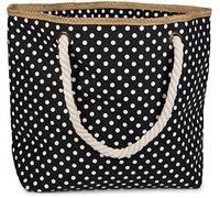styleBREAKER Sac de plage à pois avec trousse 45x35x15cm | Trousse 17,5x10,5cm incluse. Fermeture éclair, anse corde 68cm, imprimé pois, grand compartiment principal.